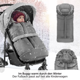 Zamboo Footmuff for Joie Buggy Sports Buggy (Fits Litetrax, Mytrax, Chrome) - Winter Footmuff for Pushchairs with Reflector, Hood & Bag - Grey