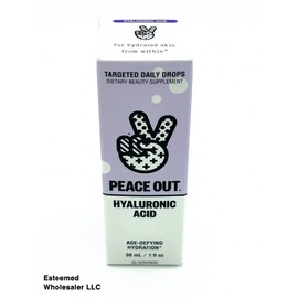 PEACE OUT Hyaluronic Acid Targeted Daily Drops Age-Defying Hydration 1oz