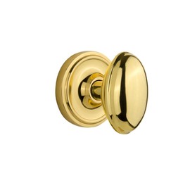 Nostalgic Warehouse Classic Rosette with Homestead Door Knob, Passage - 2.75", Unlacquered Brass