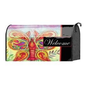 Welcome Friends Crawfish Butterfly 22 x 18 Standard Size Mailbox Cover
