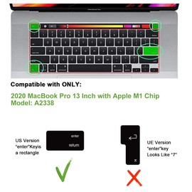 MMDW Ultra Thin Silicone Korean Language Keyboard Cover Skin for MacBook Pro 13 M1 Chip (Model Number: A2338, 2020 Late),Accessories Protector US Version(Gradient Blue)