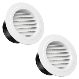 HG Power 6 inch Vent Cover, 2-Pack Soffit Vent, ABS Louver Soffit Exhaust Vent with Built-in Screen Mesh for Bathroom, Kitchen, Attic, Garage Ventilation, White - Opening Size5.71"