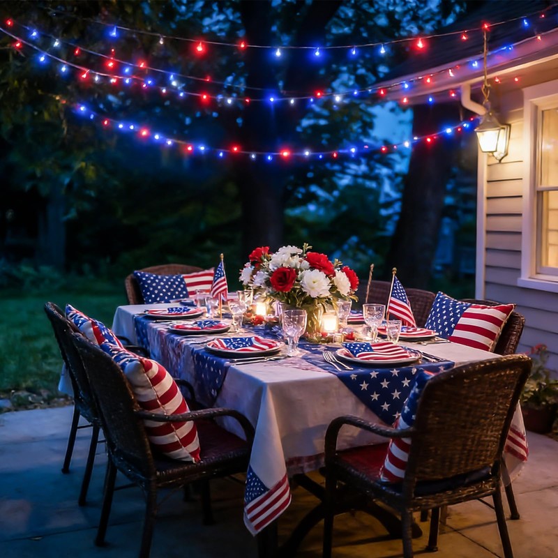 YEGUO Red White Blue Lights, 33ft 100 LED String Lights