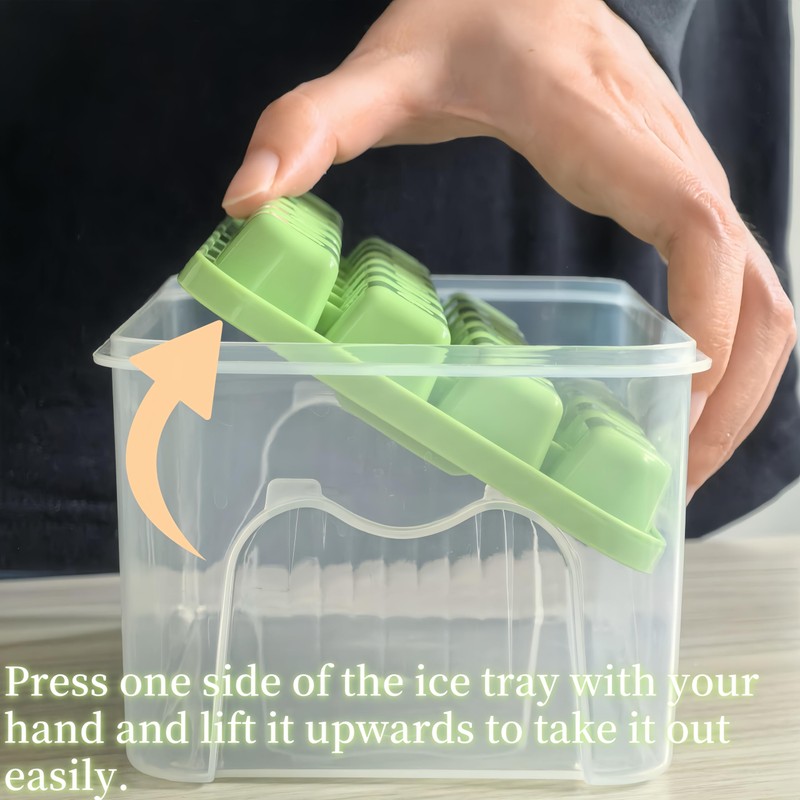 Ice Cube Tray with Lid and Bin, 56 Pcs Ice