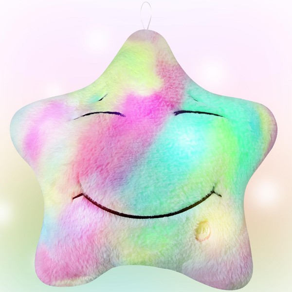 Ainiv Star Plush Sensory Toy for Autism, Stuffed Teddy Sensory Lights, Kids Sleep Aid Adhd Toys, LED Star Plush Pillow, Night Light Plush Pillow, Birthday Christmas for Kids(Colorful)