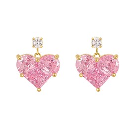 Heart Earrings for Women Valentines Day Gifts for Her Red Rhinestone Heart Dangle Earrings Valentines Earrings for Wife Girlfriend Valentines Accessories Outifts