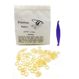 SNAWOP Orthodontic Elastic Rubber Band 3/16" Natrual 100PCS Medium 3.5 Ounce Intraoral Teeth Brace Bands with Placer Hook