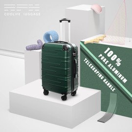 Coolife Luggage Expandable(only 28") Suitcase 3 Piece Set with TSA Lock Spinner 20in24in28in (dark green)
