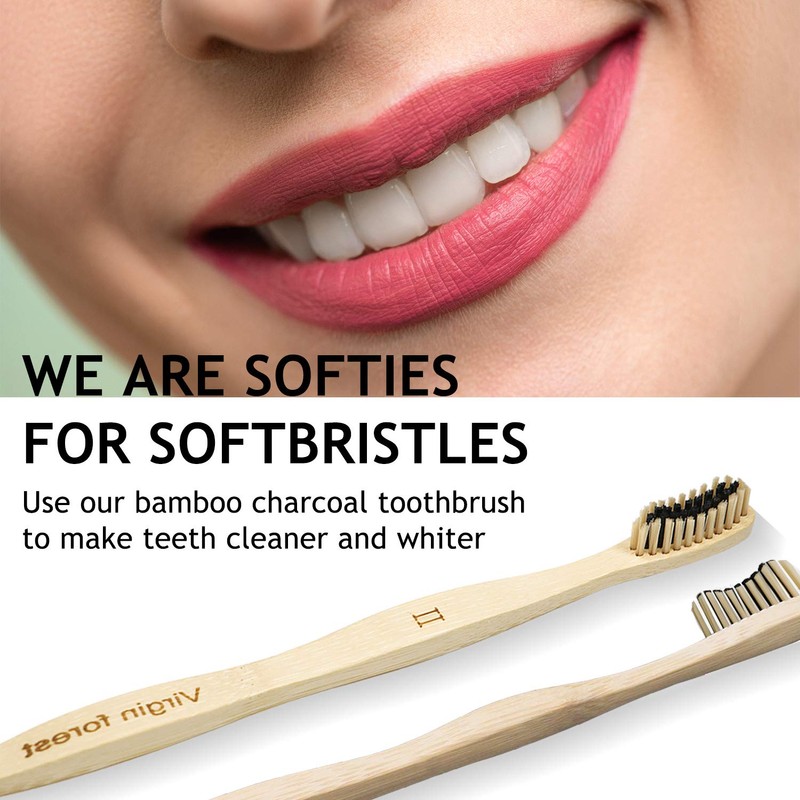 Virgin Forest Bamboo Toothbrush, Biodegradable Soft Bristles Toothbrushes, Wooden Toothbrush