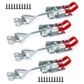 Stainless Steel Toggle Lever Tensioner, Box Lock Stainless Steel with Locking Hole with 16 Pieces Screws, Lever Lock Tension Latches for Boxes, Cupboards, Drawers, Doors, Windows