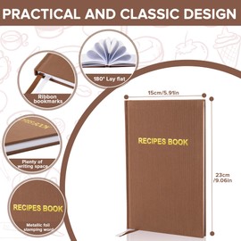 Notewells Elegant Hard Cover Recipe Journal – Blank Recipe Book for Personal Culinary Creations – Perfect Cookbook for Organizing and Writing Your Own Recipes (BROWN)
