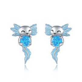 YueYuan Axolotl Stud Earrings for Women 925 Sterling Silver Pink Opal Axolotl Earrings Hypoallergenic Rose Gold Animal Jewelry for Mom Wife Daughter Mother's Day Birthday Anniversary