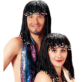 Widmann 6030X - Perücke Reggae, schwarz, Kunsthaar, geflochtene Zöpfe, Rastazöpfe, Jamaika