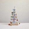 Creative Co-Op Tinsel Tree with Glass Ornaments and Wood Base,