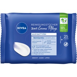 NIVEA 3-in-1 Cream Care Cleaning Wipes All Skin Types 25 Wipes
