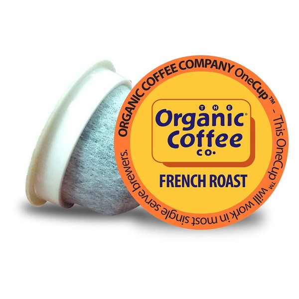 The Organic Coffee Co. French Roast 12 Ct Dark Roast Compostable Coffee Pods, K Cup Compatible including Keurig 2.0