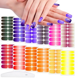 WOKOTO 12 Sheets Multi-Color Ombre Nail Polish Strips for Women Nails Full Nail Wraps Solid Gradient Designs Nail Gel Strips for Nails Art Stickers with Nail File Kit Gel Nail Strips Press On Nails