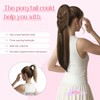 HOOJIH Ponytail Extension, 20 Inch Long Braid Black Drawstring Clip