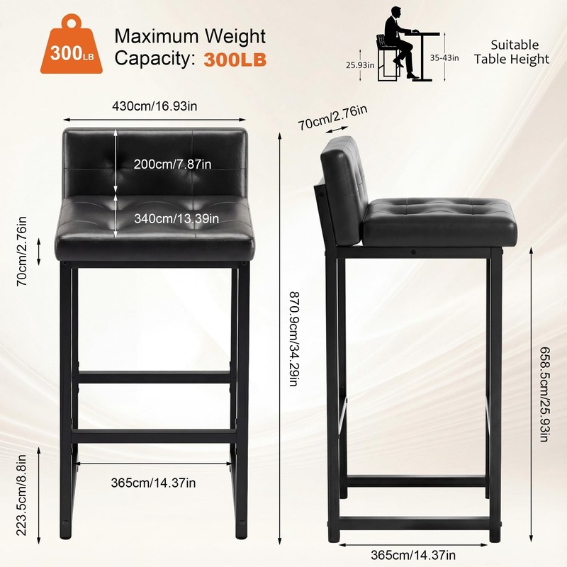 Bar Stools Set of 2, Counter Height Bar Stools Sets