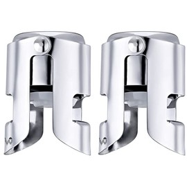OWO Tapón de champán de acero inoxidable reutilizable Sellador de botellas de vino espumoso Práctico tapón Herramienta de cocina - Plata (paquete de 2)