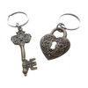 Large Bronze Key and Heart Lock Keychain Set- You've Got