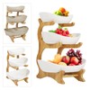 Veloqua 3 Tier Fruit Bowl For Kitchen Counter,Ceramic Fruit Bowl,Large