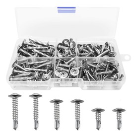 120pcs M4.2 M4.8 Self Tapping Flat Head Screws 410 Stainless Steel Self Tapping Flat Head Screws Full Thread Dovetail Self Drilling Tail Screws(silver)
