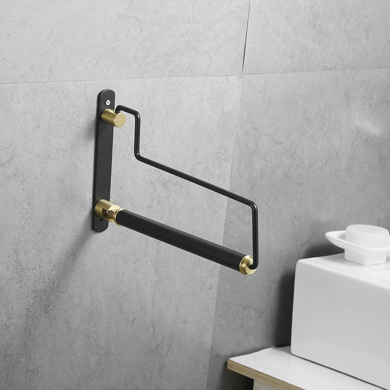 Hiendure Folding Clothes Hanger Drying Rack Black Wall-Mounted Clothes Organizer