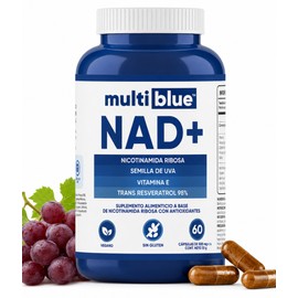 NAD+ con NAD Resveratrol 98%, Vitamina E y Semilla de Uva | Trans Resveratrol 98% y Nicotinamida Ribosa de Alta Concentración | Sin Gluten Vegano Keto