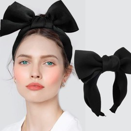 Coridy Super Big Bow Knot Hairbands Huge Oversized Bows Headbands Wide Fabric Headdress for Women Girls Cute Hair Accessories for Birthday Party Festival Costume (BLACK)