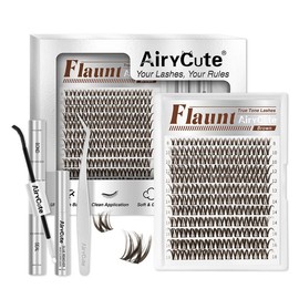 AiryCute Trending Brown Lash Collection | Dark & Light Brown Velure Flaunt | Flawless for Fair/Dark Hair | Reusable, Lightweight & Natural brown Flora Brown Venus Natural Daily, Volumn Style | Beginner-Friendly | DIY Lashes:_Dark Brown Flaunt Kit