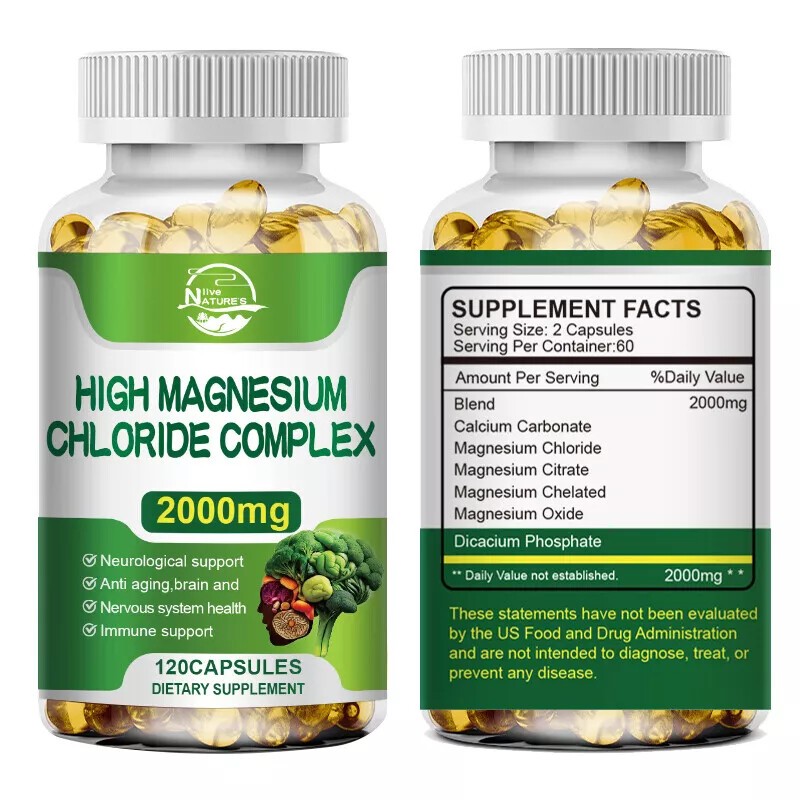 120Pills Magnesium Citrate 2000mg Capsules Super Strong Effective Vegan Capsules
