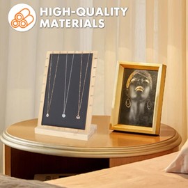 Pinkgarden Bamboo Necklace Display Stand - Chain Jewelry Rack Organizer, Eco-Friendly Jewelry Holder Tabletop Jewelry Rack Showcases for Home and Shop Use (Black)