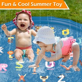 Jasonwell Splash Pad Sprinkler for Kids 60" Splash Play Mat Outdoor Water Toys Inflatable Splash Pad Baby Toddler Pool Boys Girls Children Outside Backyard Dog Sprinkler Pool for Age 1 2 3 4 5 6 7 8 9