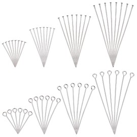 PH PandaHall 9 Pin T-Pins, Silver, 800 Piece Set, 0.8 inches (20 mm), 1.2 inches (30 mm), 1.6 inches (40 mm), 2.0 inches (50 mm), Accessory Parts, Stainless Steel, Earrings, Bracelet, Necklace,