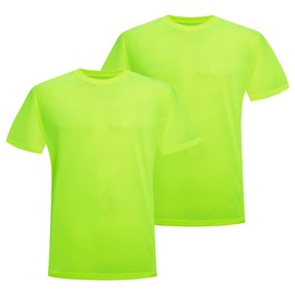 ProtectX High Visibility Green Short Shirts, 2 Pack Quick-Dry Reflective T-Shirts for Men & Women, Hi Vis Sun Protection Shirts for Workout Hiking, 4X-Large