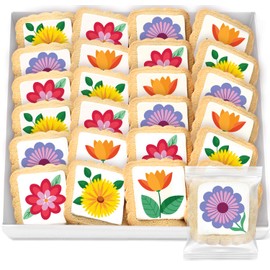 Flower Cookies Summer Sunflower Daisy 24 Pack Party Favors Individually Wrapped Gift basket Decorated Sugar Cookies
