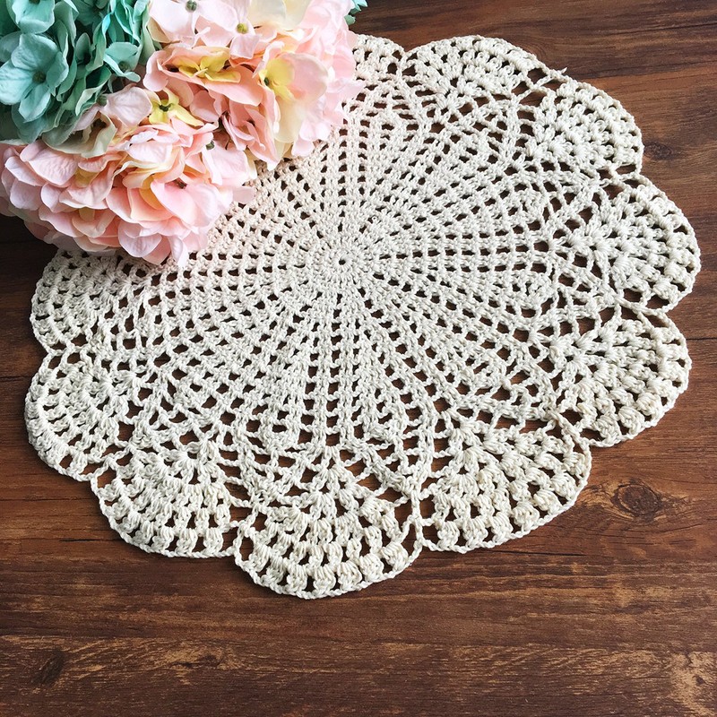 14 Inch Round 100% Cotton HANDMADE Crochet Lace Doilies Placemat