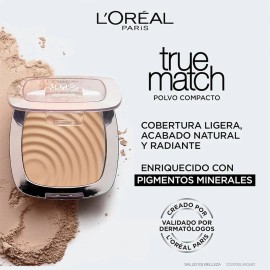 Polvo Compacto L'Oréal Paris True Match Super-Blendable | Acabado Natural para Todo Tipo de Piel - 9g Tono Beige Ros