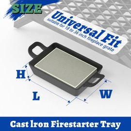 Wintcomfort Cast Iron Firestarter Tray, Heavy Duty Cast Iron Pan with Porous Ceramic Stone for Firestarting & Fire Lasting, Fire Starter Tray for Fireplace Grates, Fire Pits, Grills, Wood Stoves