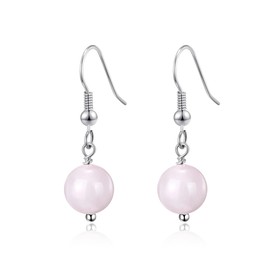 Philip Jones Rose Quartz Gemstone Round Drop Earrings