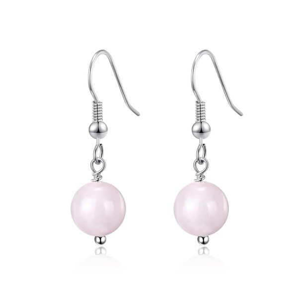 Philip Jones Rose Quartz Gemstone Round Drop Earrings