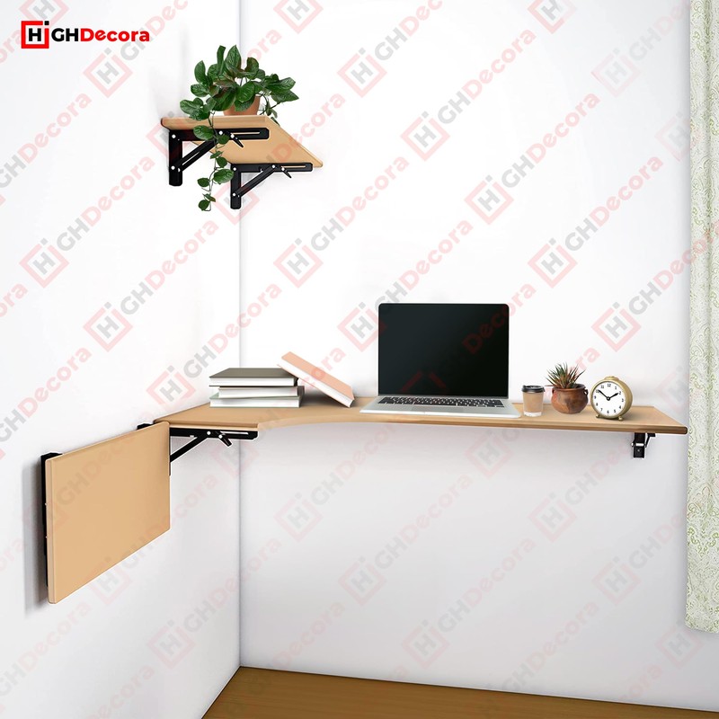 Highdecora Folding Shelf Bracket, 2 Pcs Heavy Duty Foldable Shelf