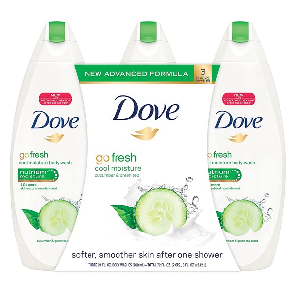Dove go fresh Cool Moisture Body Wash, Value Pack, 24 Ounce, 3 Count