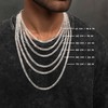 Amberta Solid 925 Sterling Silver Men Cuban Chain Necklace, Italian