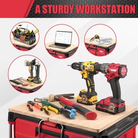 BPOPO 2 Pack Tables Fits for Milwaukee Packout Rolling Tool Box,Packout 2 & 3-Drawer Organizer,Heavy-Duty Work Surface with Mounting Feet, No-Drill Installation for Packout Accessories