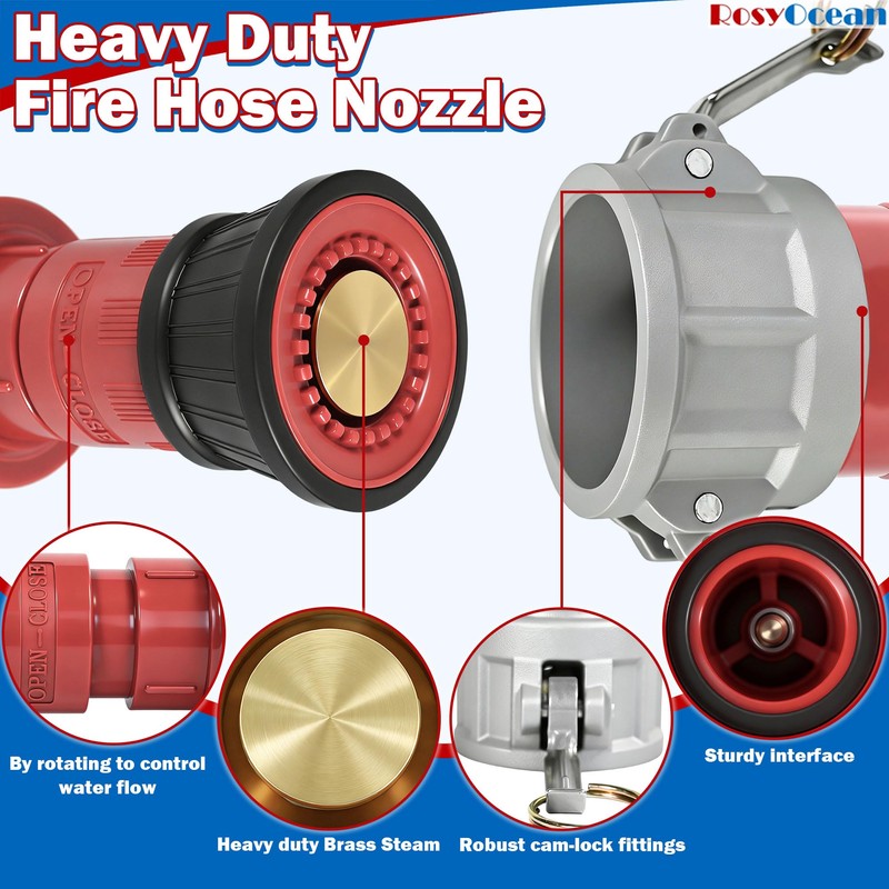RosyOcean Heavey Duty 2 Inch Fire Hose Nozzle Thermoplastic Fire