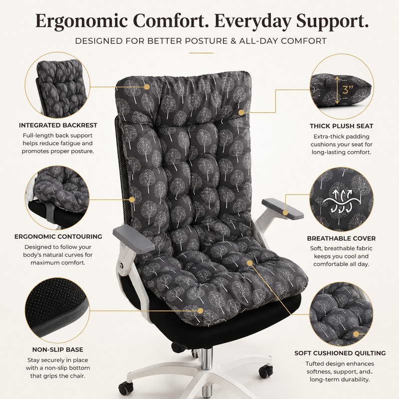 Ergonomic Seat Cushion with Back Support for Sitting – Memory