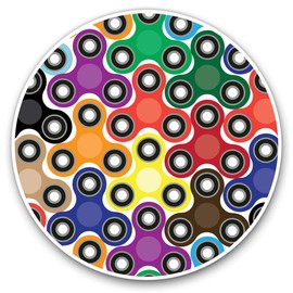 Vinyl Stickers (Set of 2) 10cm - Fidget Spinner Pattern Kids Toy Decals for Laptops,Tablets,Luggage,Scrap Booking,Fridges, 15885