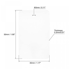 sourcing map Blank Waterproof Eyelet Hole Plastic Shipping Tags, for Product Identification Tags, Valve Marking, Outdoor Tagging,1.2 x 2 Inch Clear Pack of 50